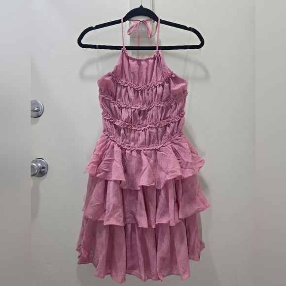 Lush Pink Ruffled Mini Dress - Picture 5 of 7